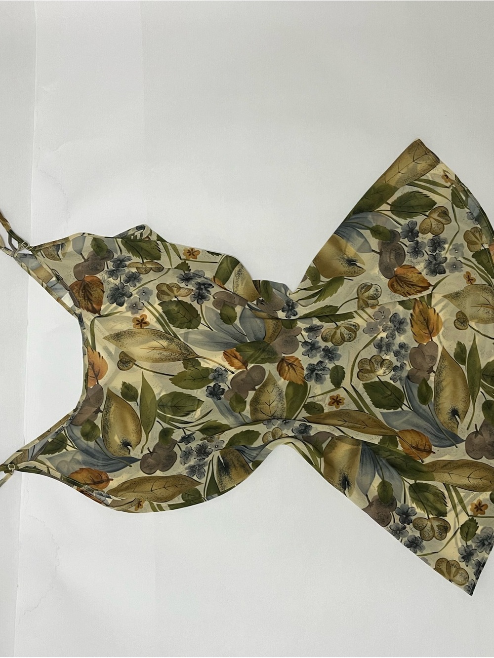 Vintage Victoria Secret Leaf Print Satin Slip Dress - Green & Tan